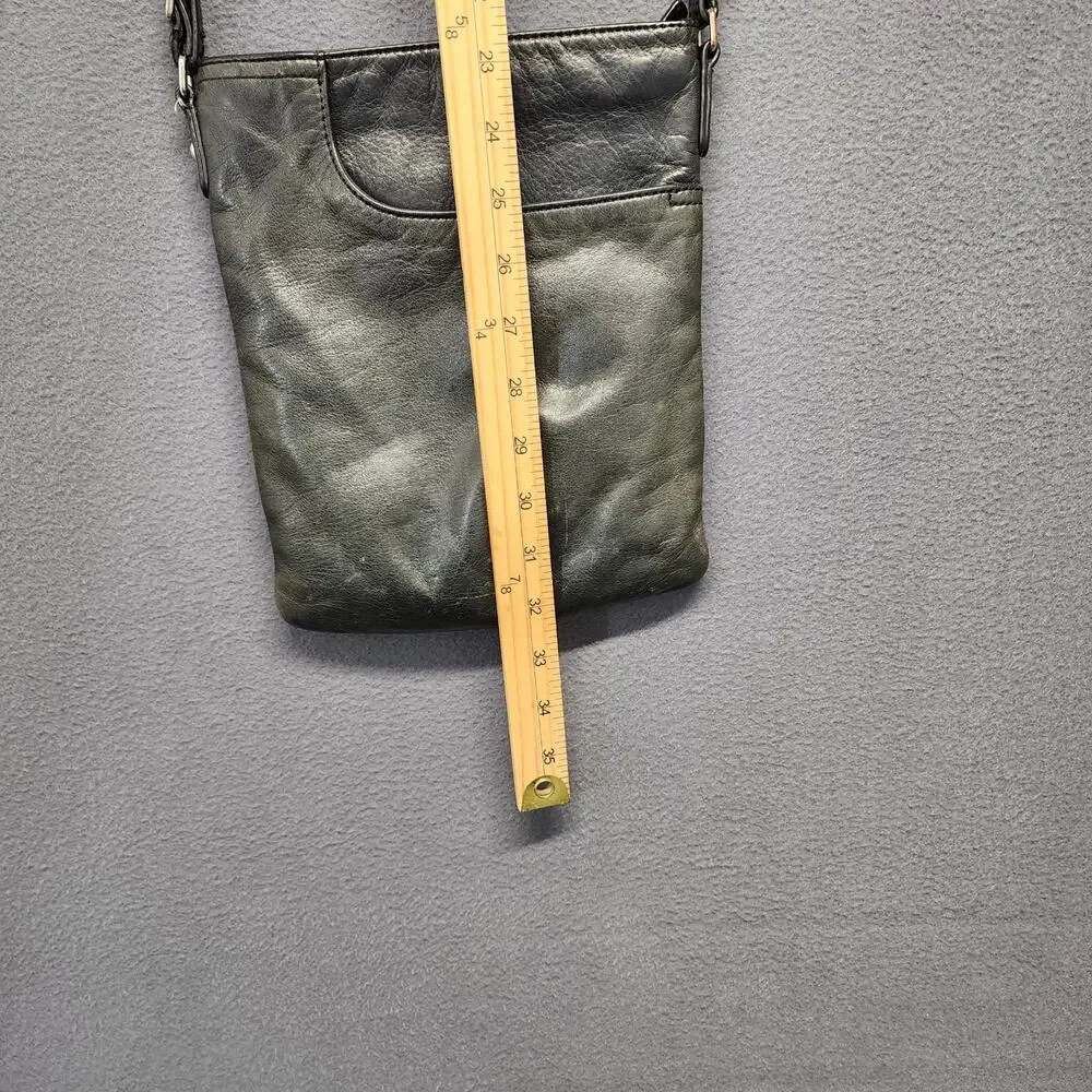 Margot Vintage Purse Black Leather Crossbody Split Pocket CLEAN